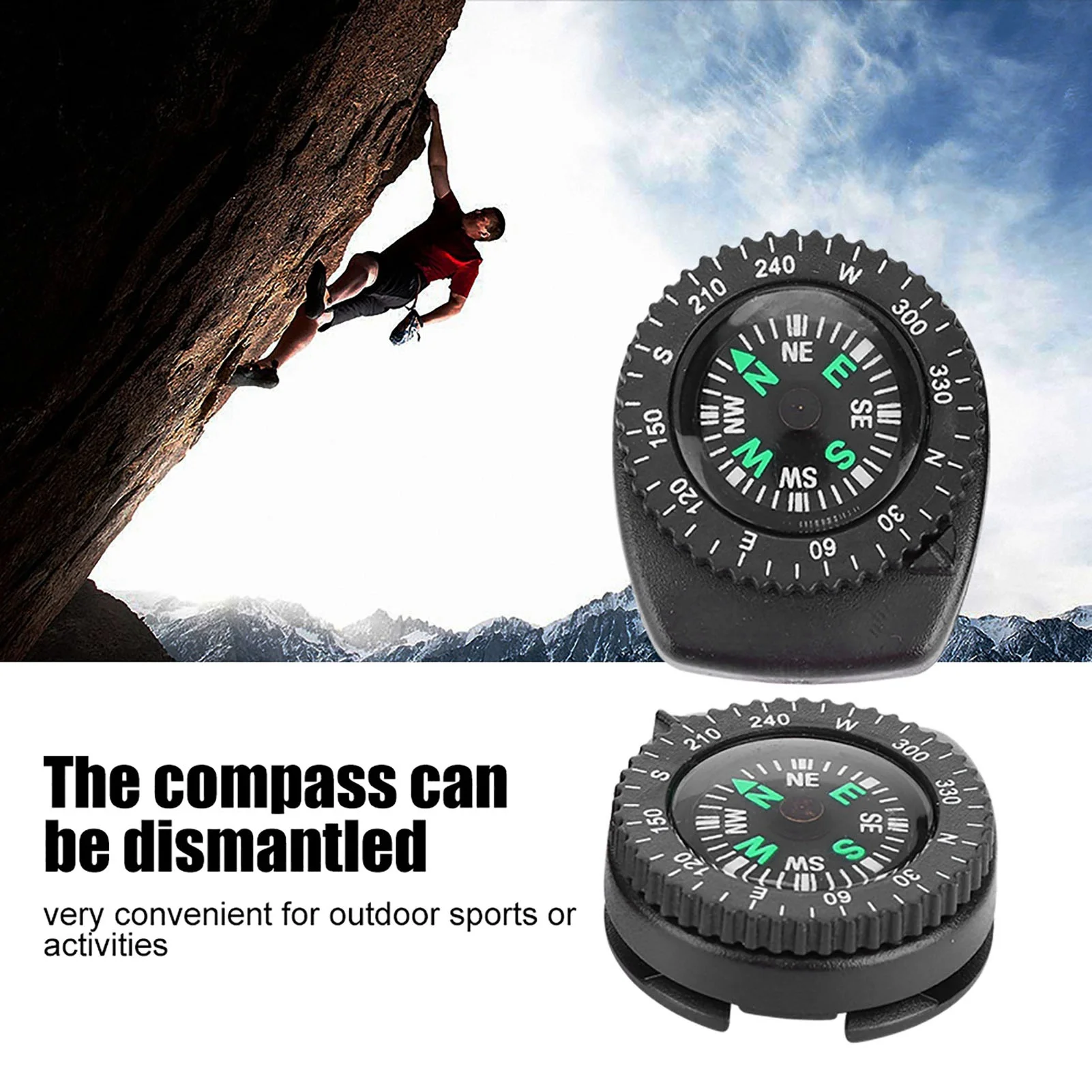 2pcs Mini Portable Compass Watch Band Slip Navigation Compass Wrist Camp Navigation Compass Watch Strap Survival