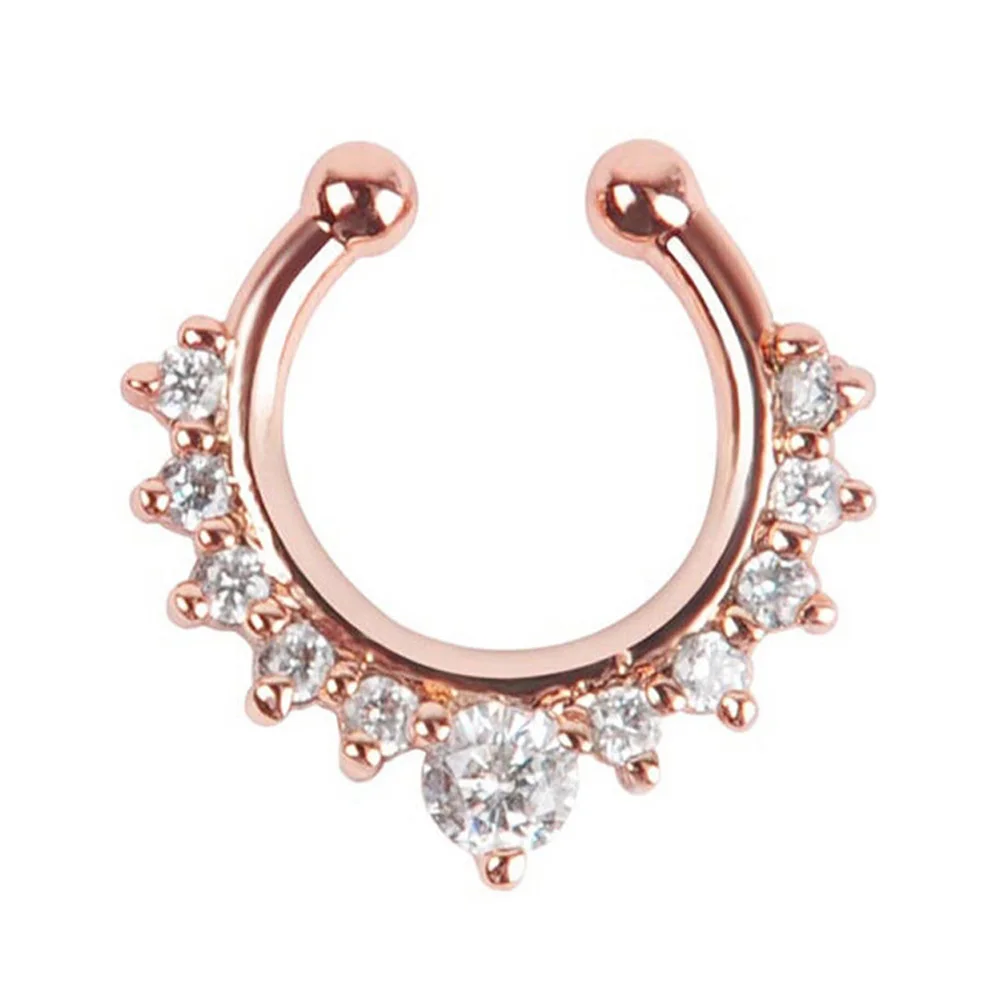 1pc Neue Gefälschte Piercing Schmuck Clip Auf Nase Septum Ring für Frauen Gefälschte Nase Ringe Hoop Crysta Faux Nicht durchbohrt Nase Ring Ohrringe
