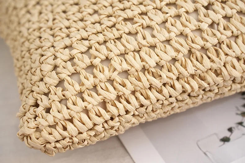 Große Kapazität Papier-Gras-Stroh Gewebte Körbe Quadratische Damen-Handtasche Mehrfarbige Umhängetasche für Frauen – Detail 14