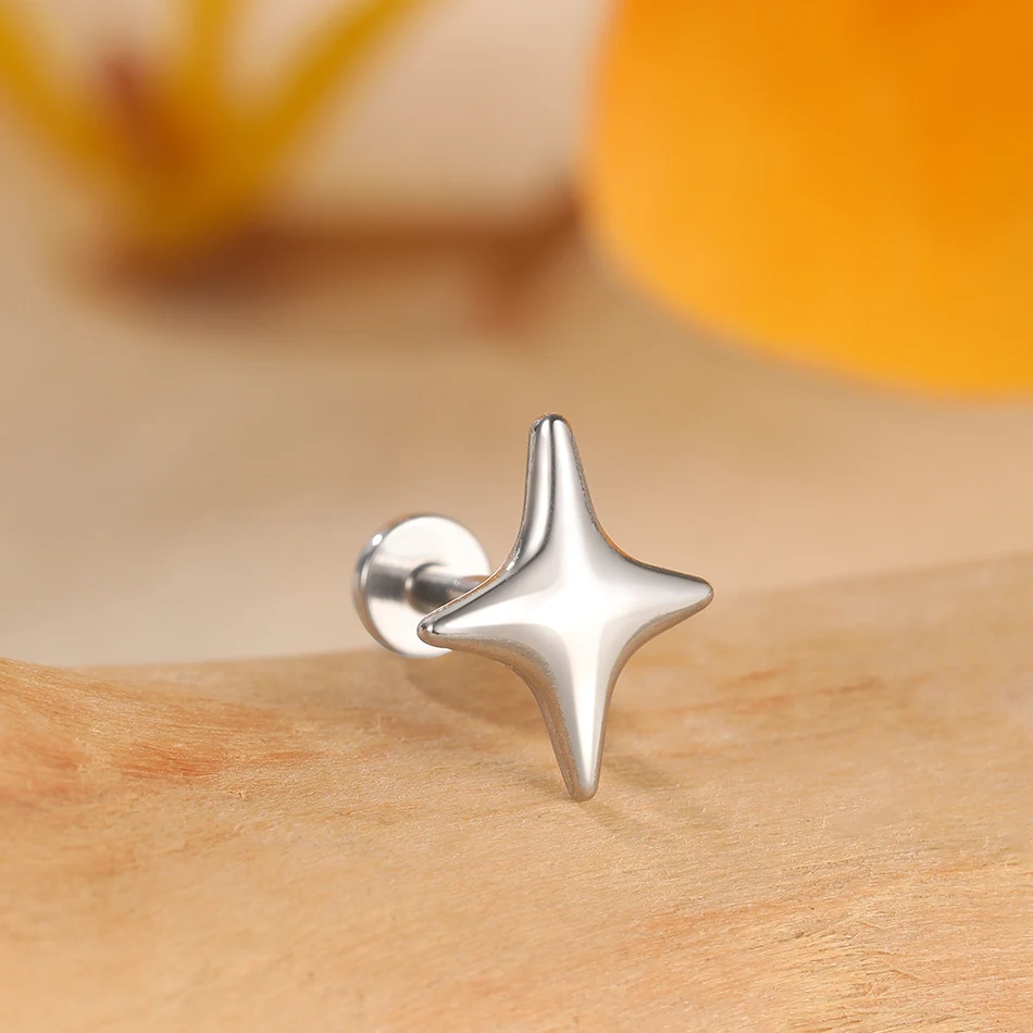 1Pc Edelstahl Labret Ring Innengewinde Ohr Tragus Kristall Kreuz Knorpel Ohr Stud Helix Piercing Körper Schmuck – Detail 6