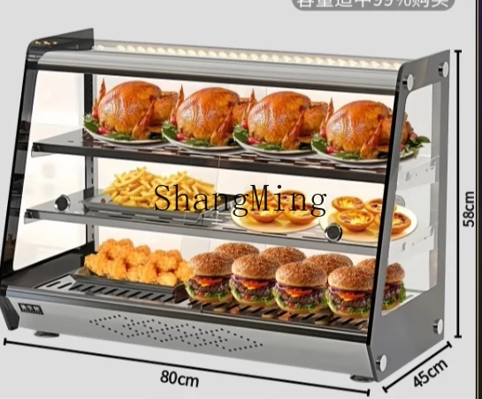 حاضنة الدجاج المقلي الزجاجي لسطح المكتب التجارية ZYY، خزانة عرض صغيرة لتسخين الطعام بدرجة حرارة ثابتة