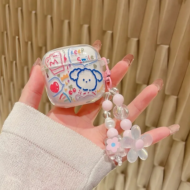 

For Huawei Freebuds SE 3 Earphone Protective Case TPU Cartoon Cute Puppy Cherry Bow Headset Soft Cover Sleeve With Keychain