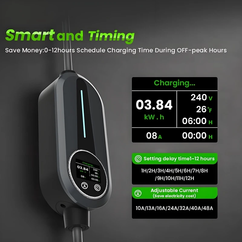 

Новое портативное зарядное устройство для электромобилей Type1, 11 кВт, с кабелем SAE J1772, зарядная станция 7 кВт, кабель Type1 для электромобилей