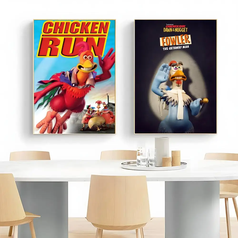 Animation Movie C-Chicken Run Poster Frameless Peel-and-Stick Removable Wall Art Print