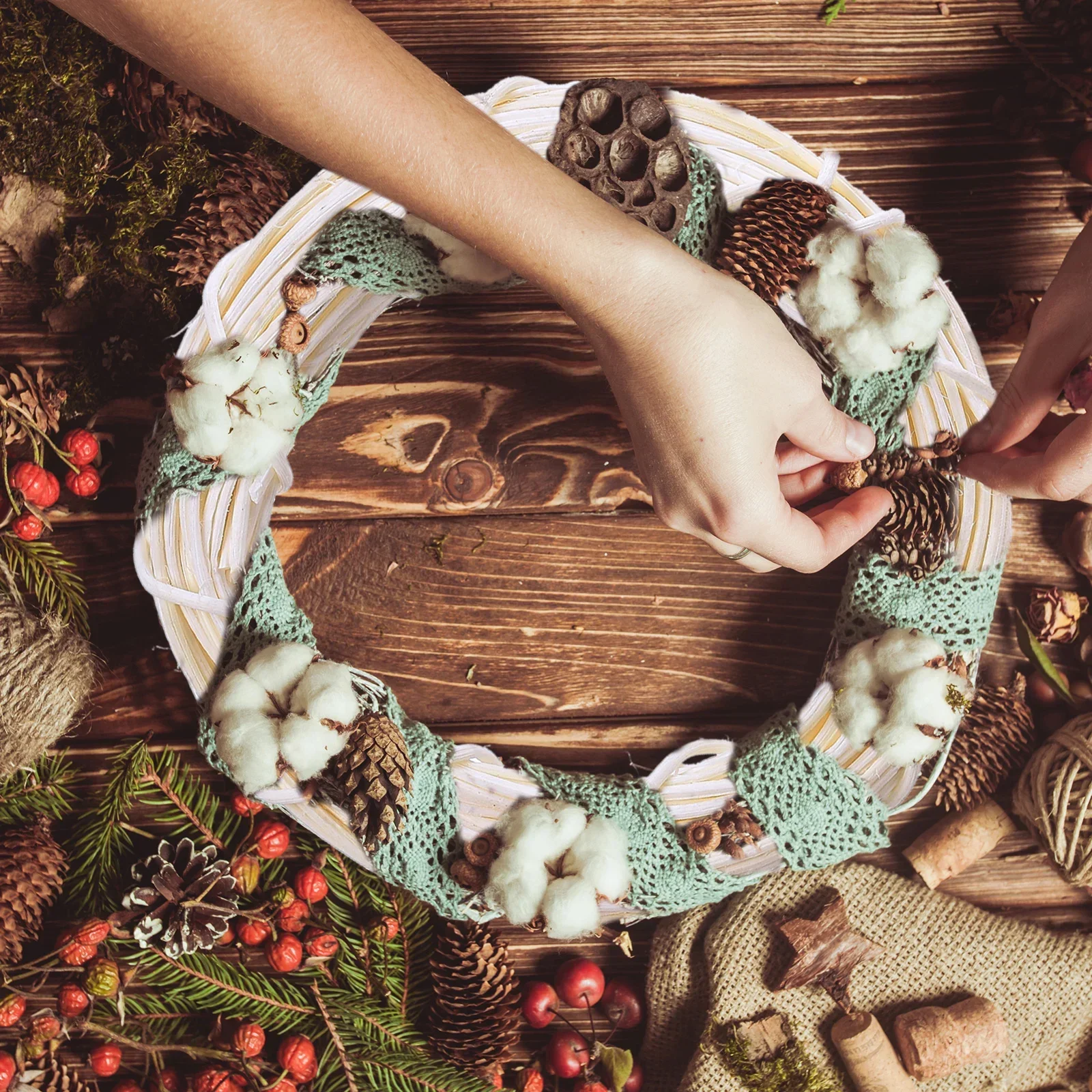 Artificial Wreath Rattan Ring 10/15/20/25/30cm DIY Easter Wreath Wicker Vine Halloween Christmas Garland Ring Xmas Party Decor