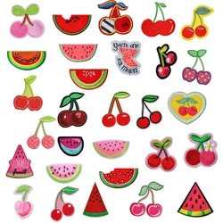 Summer Fruits Embroidery Iron on Patch Cartoon Watermelon Cherry Cloth Appliques Decorative Clothing Accessories Thermo Stickers