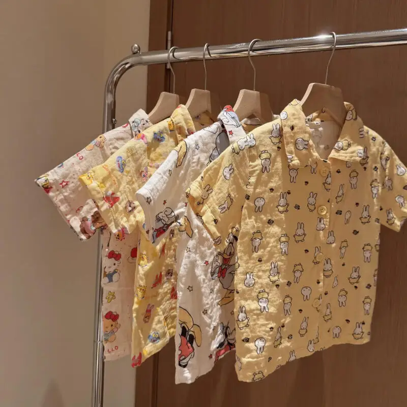 Pijama de Verano 2026 de Judy Hopps, de Manga Corta y Pantalones, Doble Capa de Hilo de Algodón, Diseño de Mickey Mouse, para Niñas