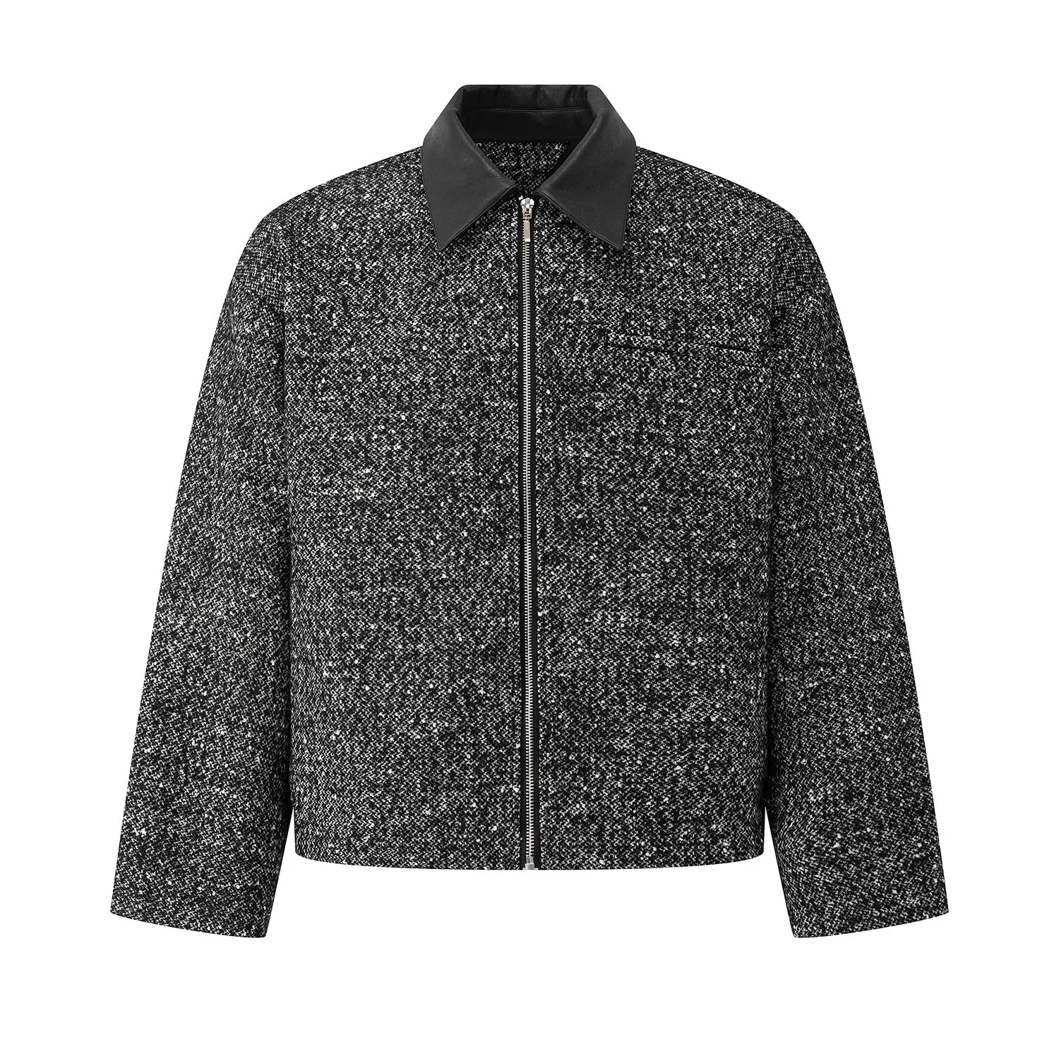

ScrewySurreal Wool Blend Texture Snow Flower Fur Collar Three-dimensional Cutting Texture Jacket for Men Autumn Coat