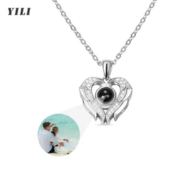 Custom Photo Projection Necklace 100 Languages I Love You Personalized Necklaces for Girlfriend Birthday Valentine's Day Gift