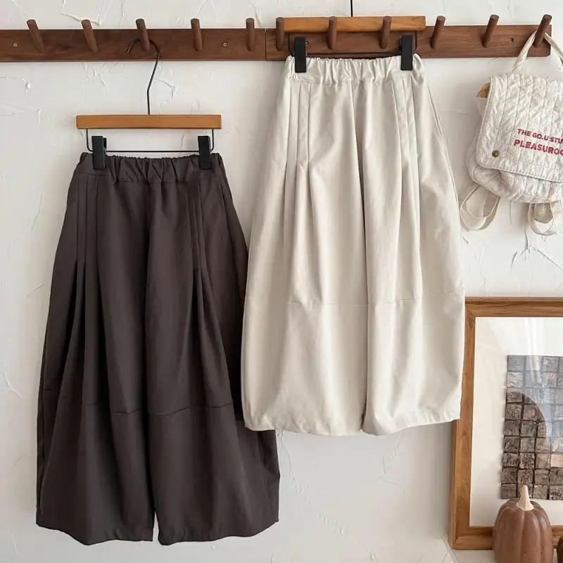 

2025 Autumn New Children Loose Trousers Cotton Girls Solid Harem Pants Toddler Wide Leg Pants Boys Casual Pants Kids Clothes