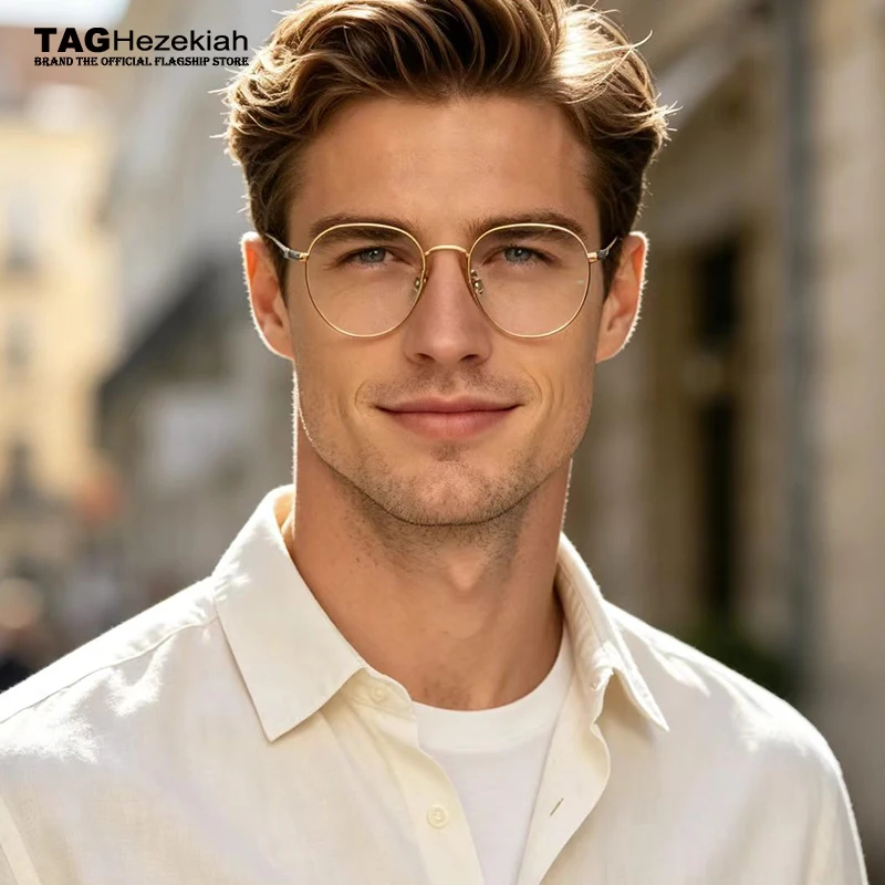 2026 new Round spectacles Titanium Anti Blue Light Glasses Frames Men Fashion Retro Computer Eyeglasses Frame Reading Eyewear