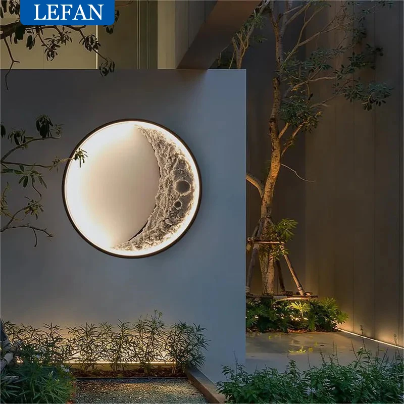 Imagem -05 - Moon Crescent Led Wall Lamp Ip65 Luz Impermeável Interior e Exterior Terraço Jardim Paisagem Exterior