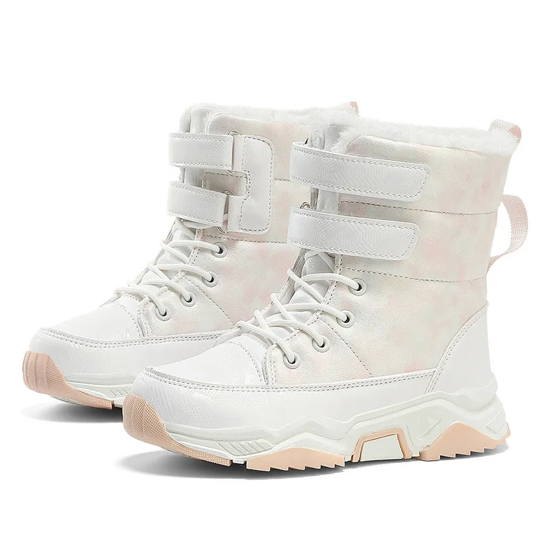 Botas de nieve para niños, botines impermeables de algodón para niñas, botas de invierno con plataforma para niños, botas altas para actividades al aire libre, botas de protección contra el frío.