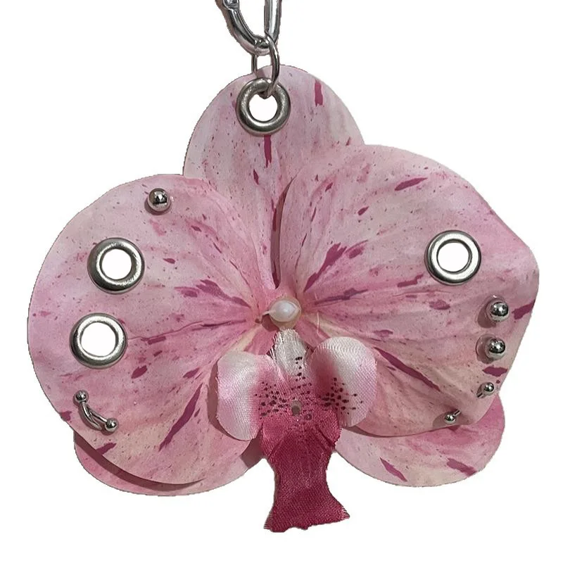Simulation Flower Orchid Lily Keychain Backpack Decoration Gifts Simulation Flower Keyring Colorful Flower Bag Pendant