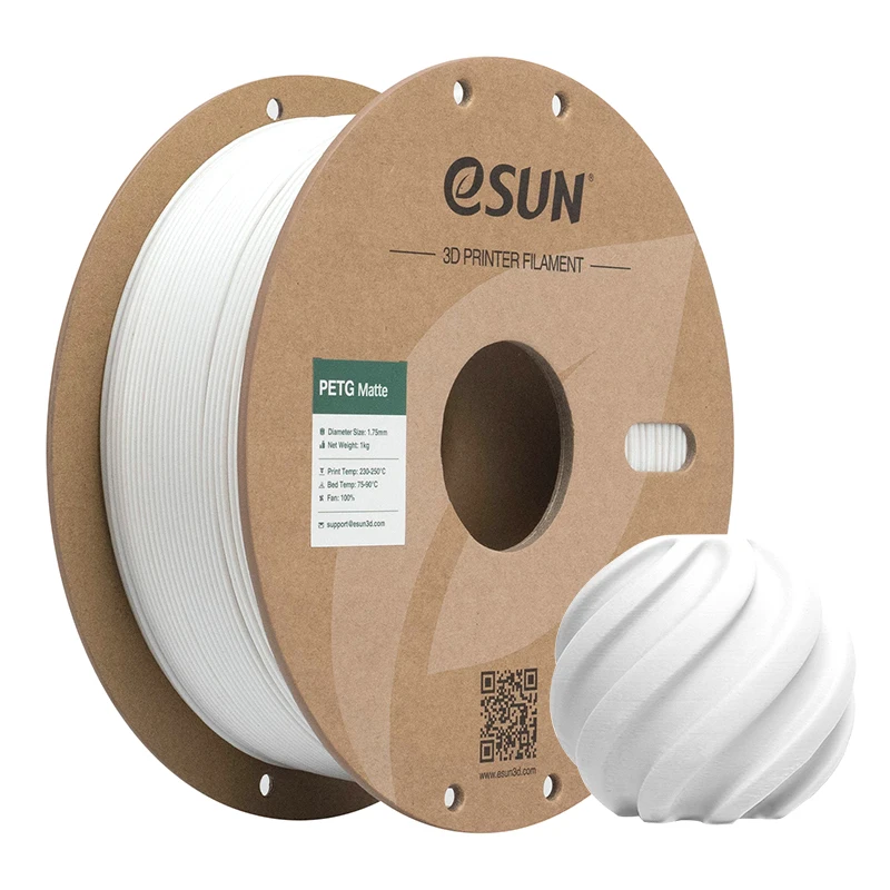 ESUN Matte PETG 2kg 3D-printfilamenten 1,75mm 1kg/rol Kosteneffectieve matte afwerking, instapmodel 3D-printmateriaal geschikt voor buitengebruik, snelle levering