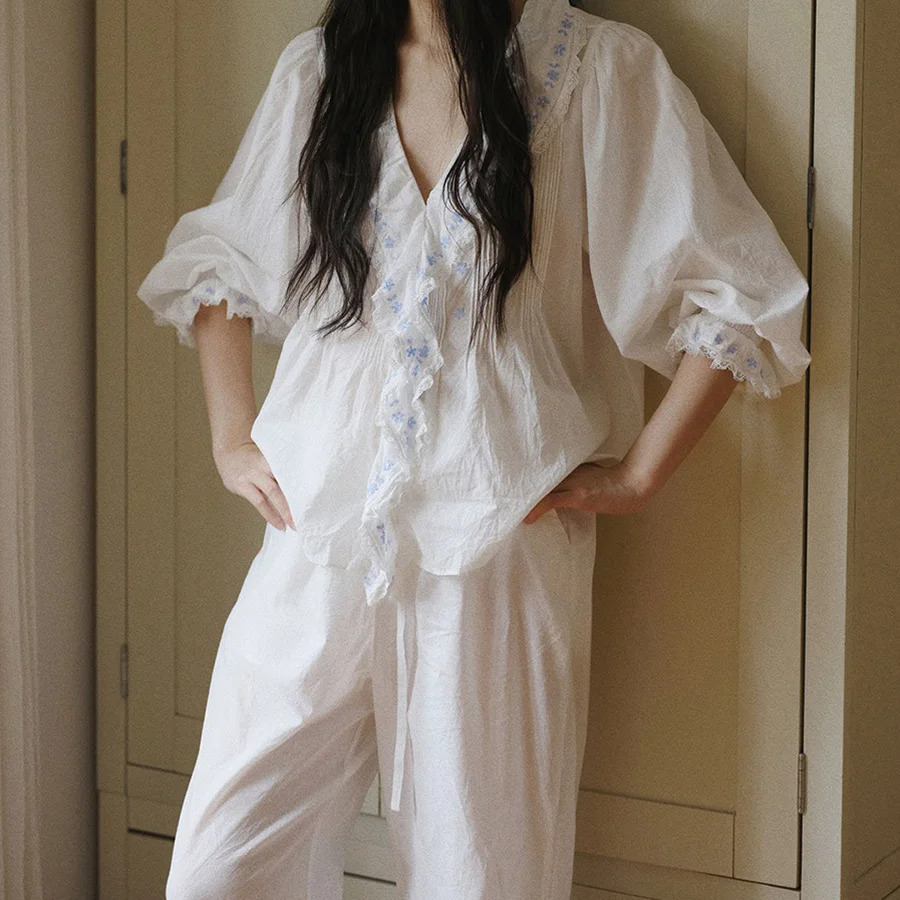 pinkgoddess-coleccion-de-primavera-otono-100-algodon-ropa-de-dormir-con-encaje-frances-bordado-para-mujer-y-nina-conjunto-de-ropa-de-casa-con-encaje-frances-de-estilo-dulce