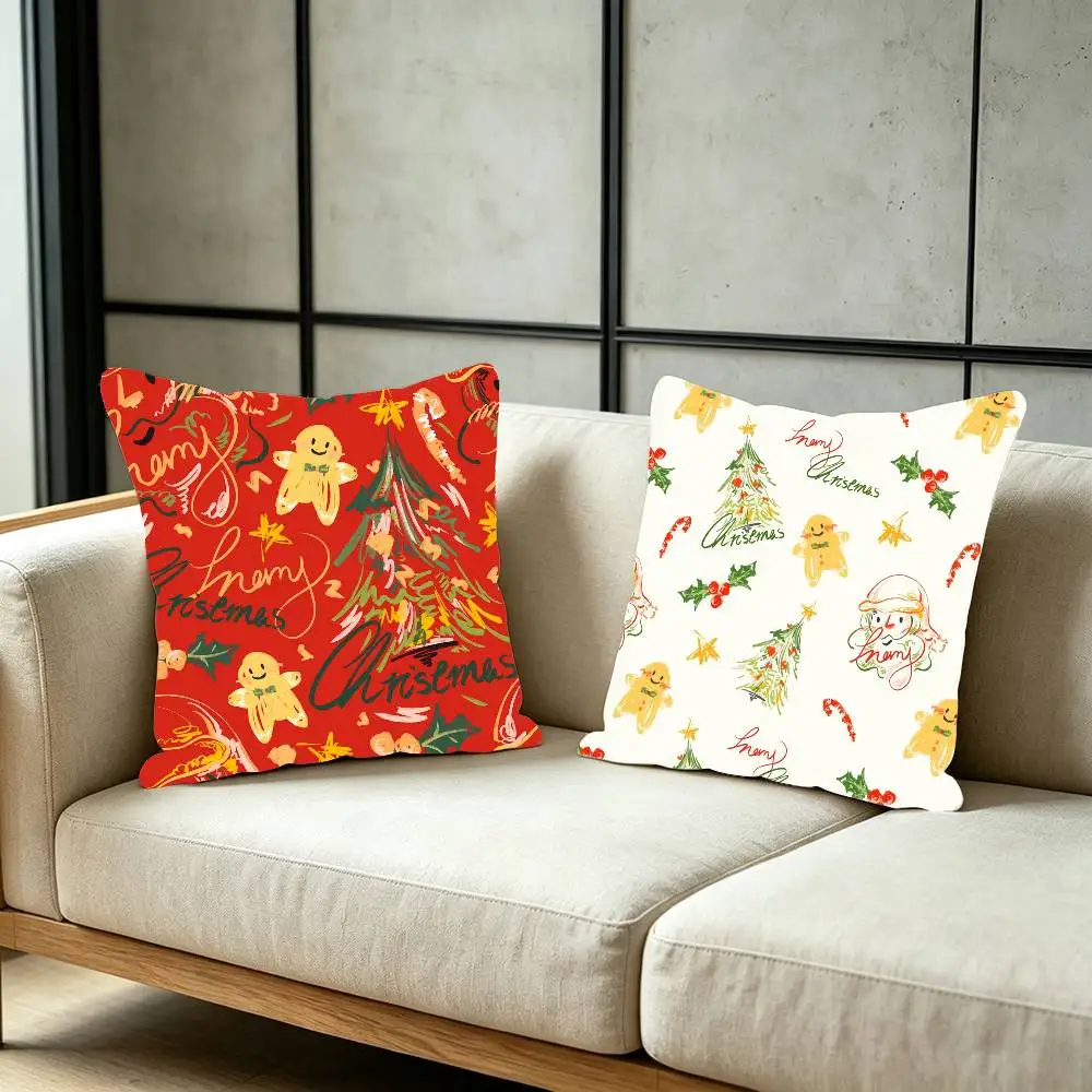 Cute Christmas Throw Pillow Cover Neutral Decor Cushion Cover Soft Sofa Couch Bed Home Decor Pillow Case