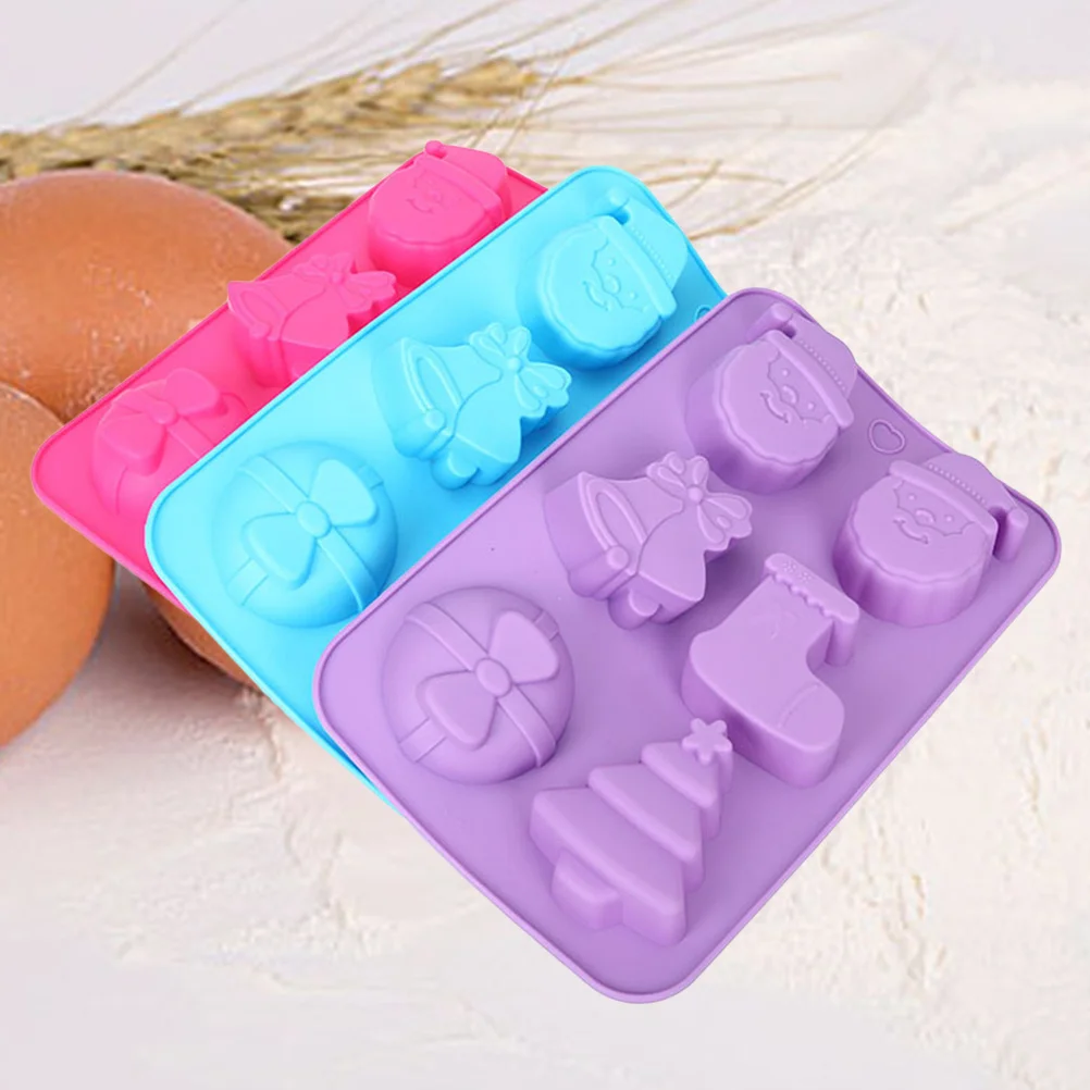 

Christmas Silicone Mold Santa Claus Socks Christmas Tree Cake Candy Chocolate Ice Cube Dessert DIY Baking Mold