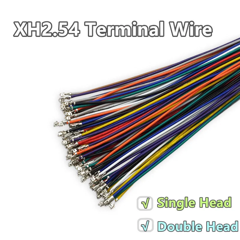 100Pcs Jst XH 2.54mm Without Housing Terminal Wire Single End Double Head Multicolor Cable 22/24/26AWG Wire Length 10cm~50cm