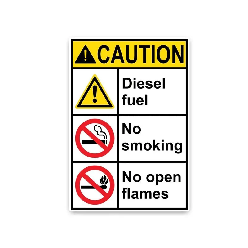 

Z1083# Self-adhesive Decal For CAUTION DIESEL FUEL No Smoking No Open... Warning Signs PVC Graphical Car Sticker Decal
