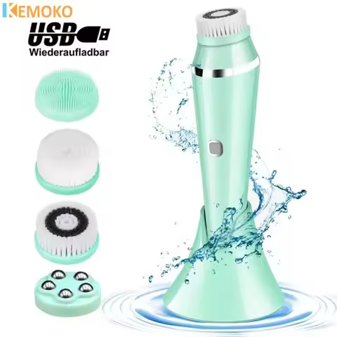 4 IN 1 Electric Facial Cleansing Brush Sonic Waterproof Rotate Rechargeable Face Cleaning Replacement Heads Facial Skin Care