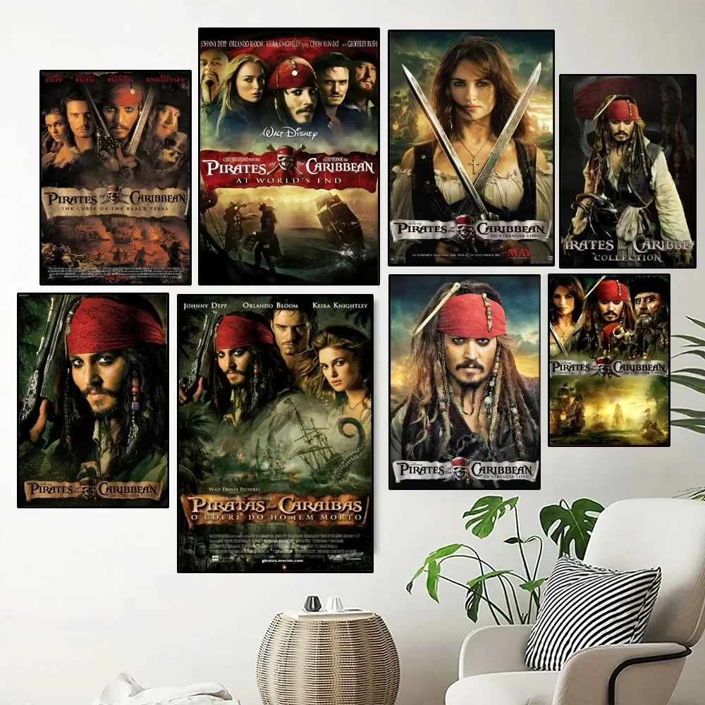 Pirates of the Caribbean Classic Movie Poster  Vintage Art Print for Home Bedroom Bar Cafe Wall Decor pc