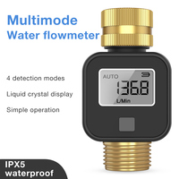 Digital Water Flow Meter High Accuracy IPX5 Water Consumption and Flow Rate for Garden Irrigation Hose Brass Metal Flow Meter