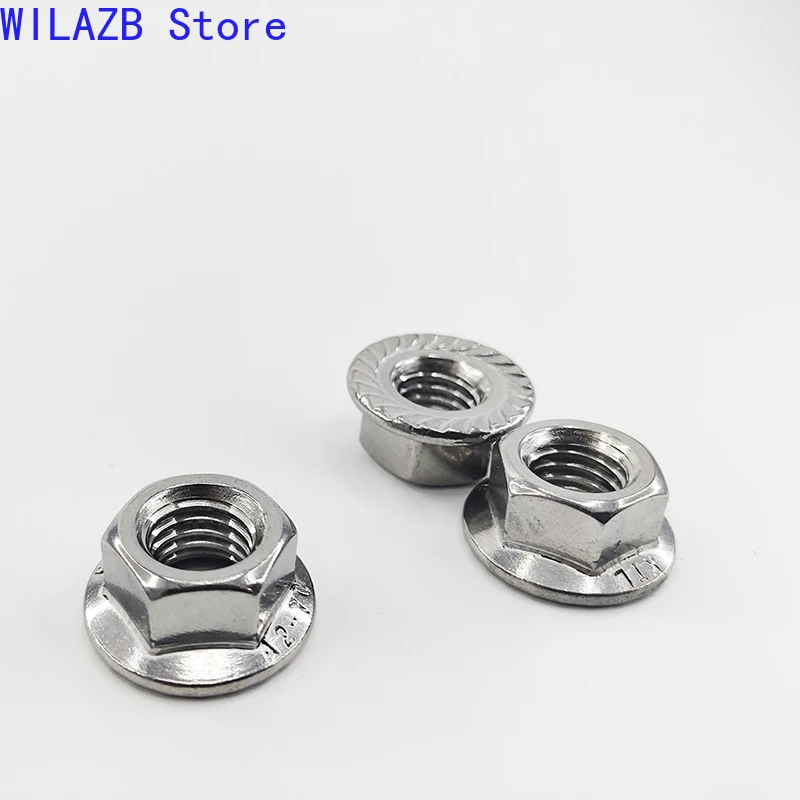 

1/2/5/10/25Pcs M3 M4 M5 M6 M8 M10 M12 M16 DIN6923 304 Stainless Steel Hexagon Hex Head Serrated Spinlock Flange Lock Nut