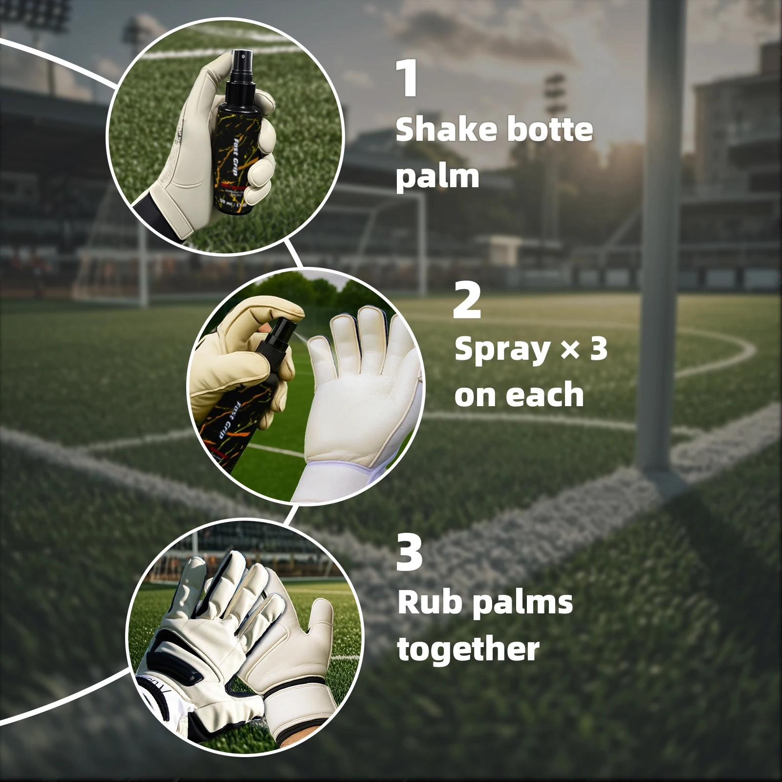 Paket Semprotan Sarung Tangan Kiper, Semprotan Pegangan Tahan Beku + Semprotan Pegangan Tahan Beku Cepat Kering + Semprotan Pencuci & Perawatan Sarung Tangan