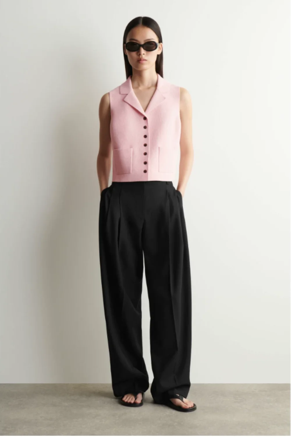 XIMIAN APPAREL 2026 YAZHIMEI Traf Cos Summer New Style of Women's Casual Shaping-Style Pink Flat-Shouldered Pullover Vest