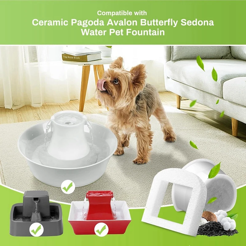 Water Fountain Filters &Foam For Petsafe Ceramic Avalon Butterfly Sedona Cat Fountain Automatic Water Bowl Filters