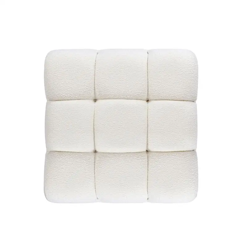 36" Bubble Modular Modern Cocktail-Ottomane, elfenbeinweißer Boucle-Stoff