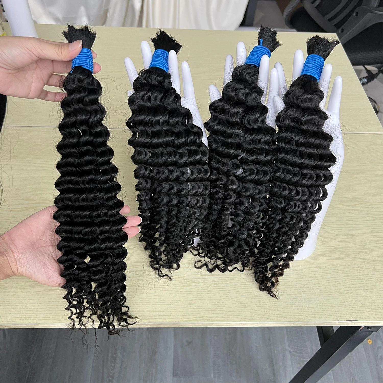 SWANEE Deep Wave Hair Bulk Human Hair For Braiding Natural Human Hair Bundles No Weft Bundle For Women Hair Extensions Braiding