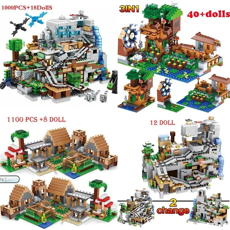 Minecraftinglys Blocos de Construção Compatíveis para Crianças, Village City Action Figures, Conjuntos de Brinquedos, Novo, 2020