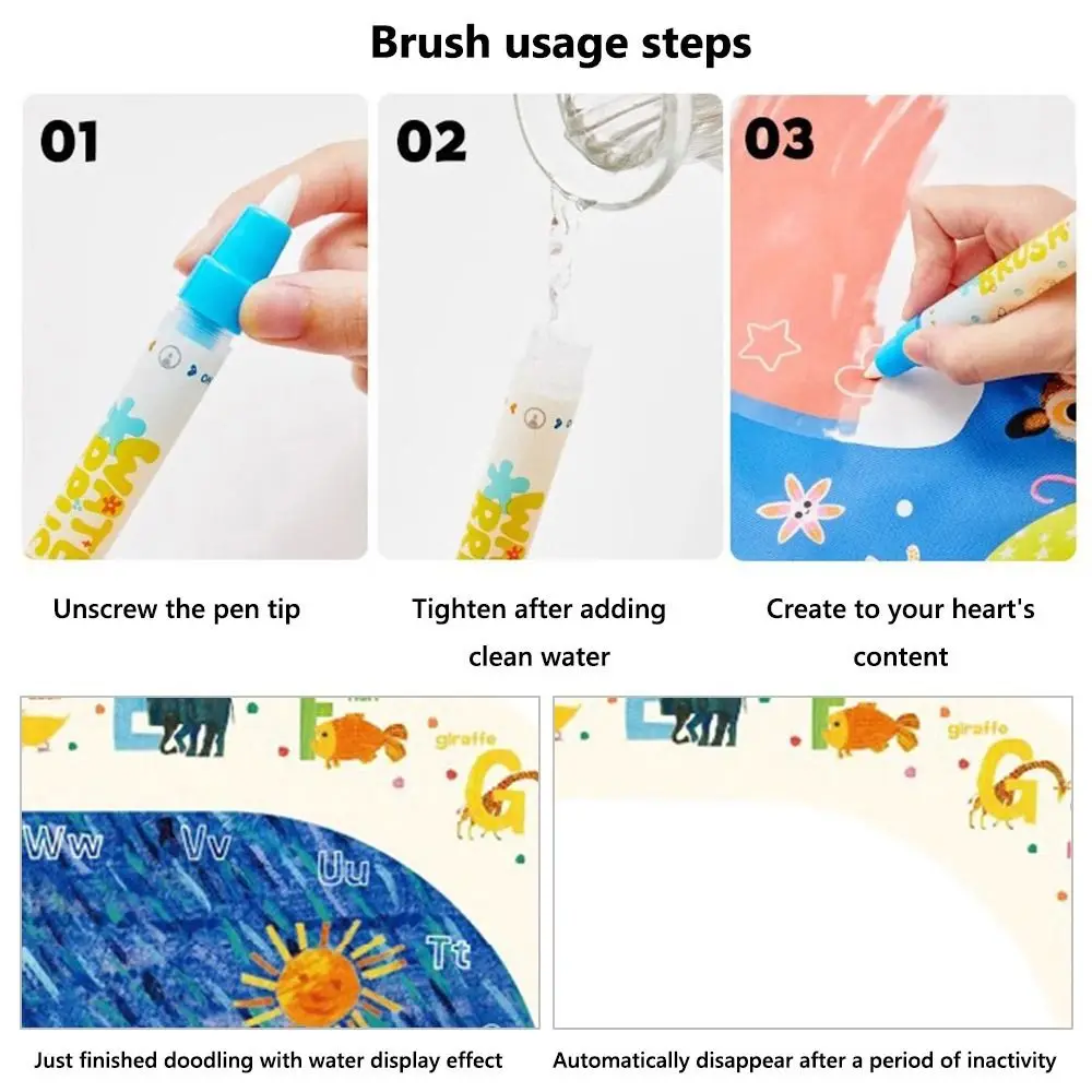 Creative Cartoon Water Doodle Mat 80*60cm Multicolor Graffiti Blanket Early Learning Montessori Water Painting Canvas Toy