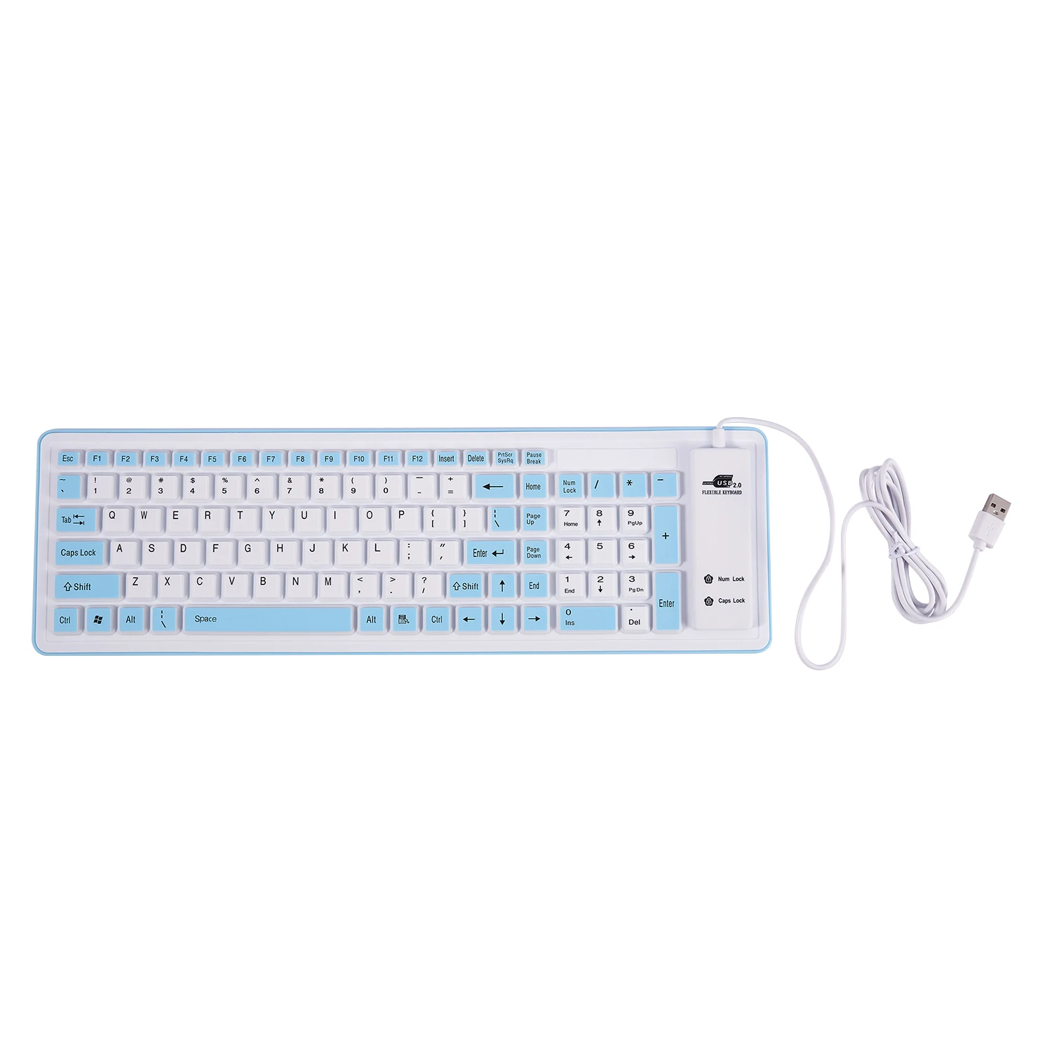 Foldable Silicone Keyboard USB Wired Silicon Flexible Soft Waterproof Roll Up Silica Gel Keyboard for PC Laptop Notebook(103)