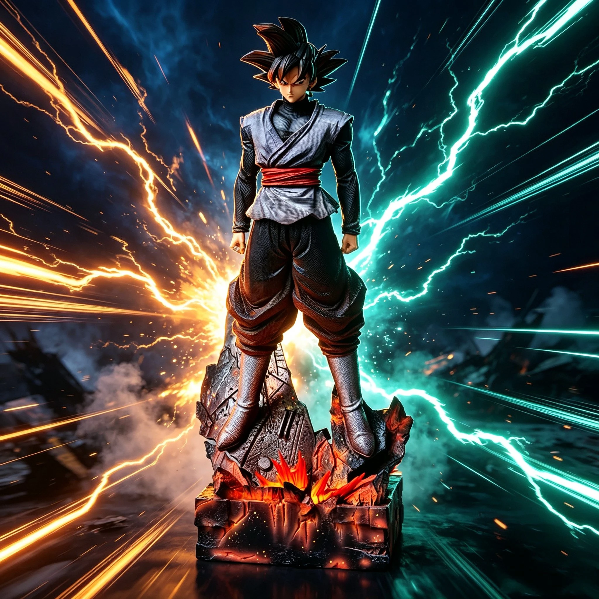 JT Statue 37,5cm/14,76 Zoll Dragon Ball Z Black Goku Figur Zamasu JT Super Saiyan Actionfigur Sammlermodell Spielzeug Geschenk