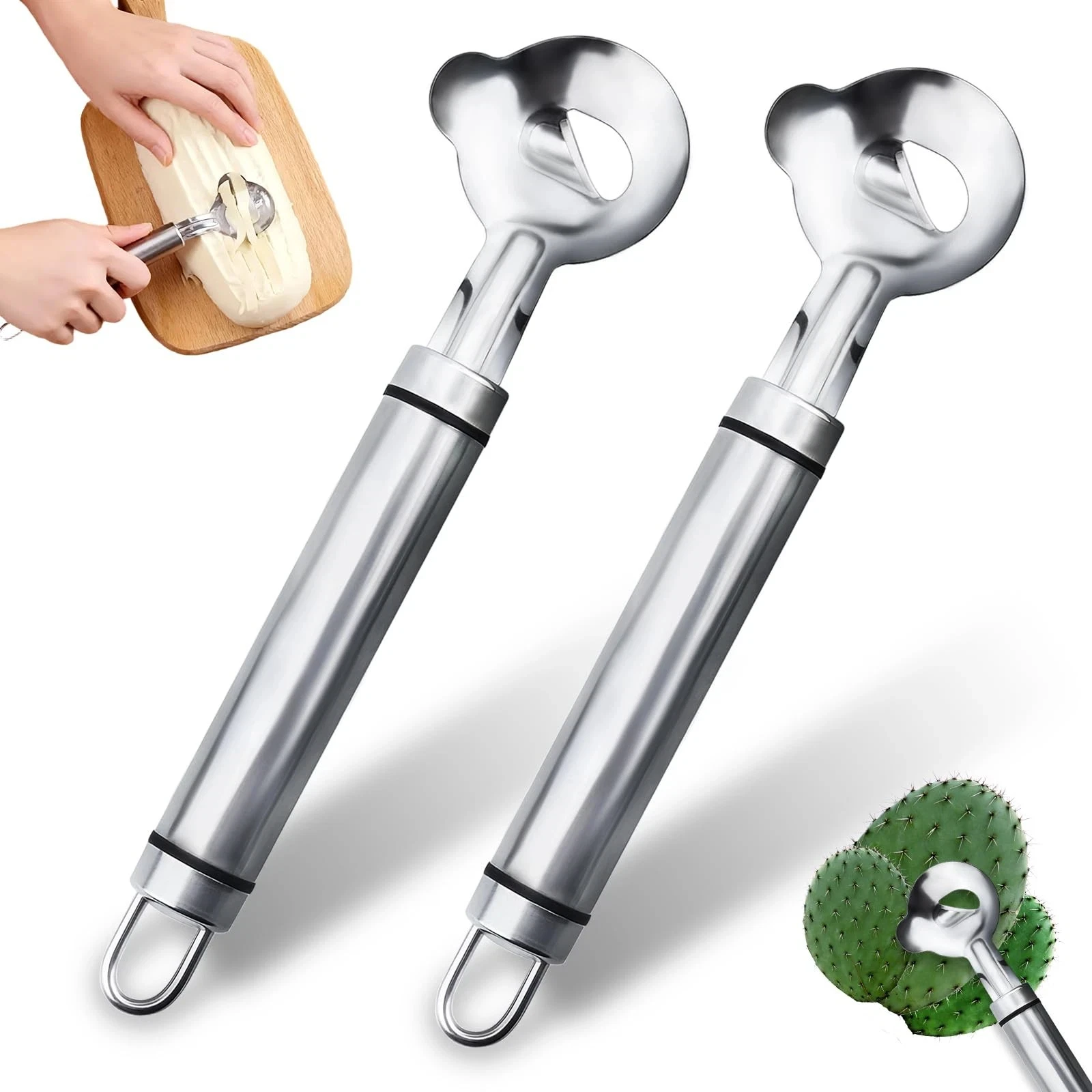 1pcs Cactus Peeler Tool \U2013 Cactus Peeling Spoon, Pelador De Nopales, Multi-Function Nopal Cactus Cutter, Stainless Steel Nopales Peeler With Groove Edge For Peeling Nopales And Noodle