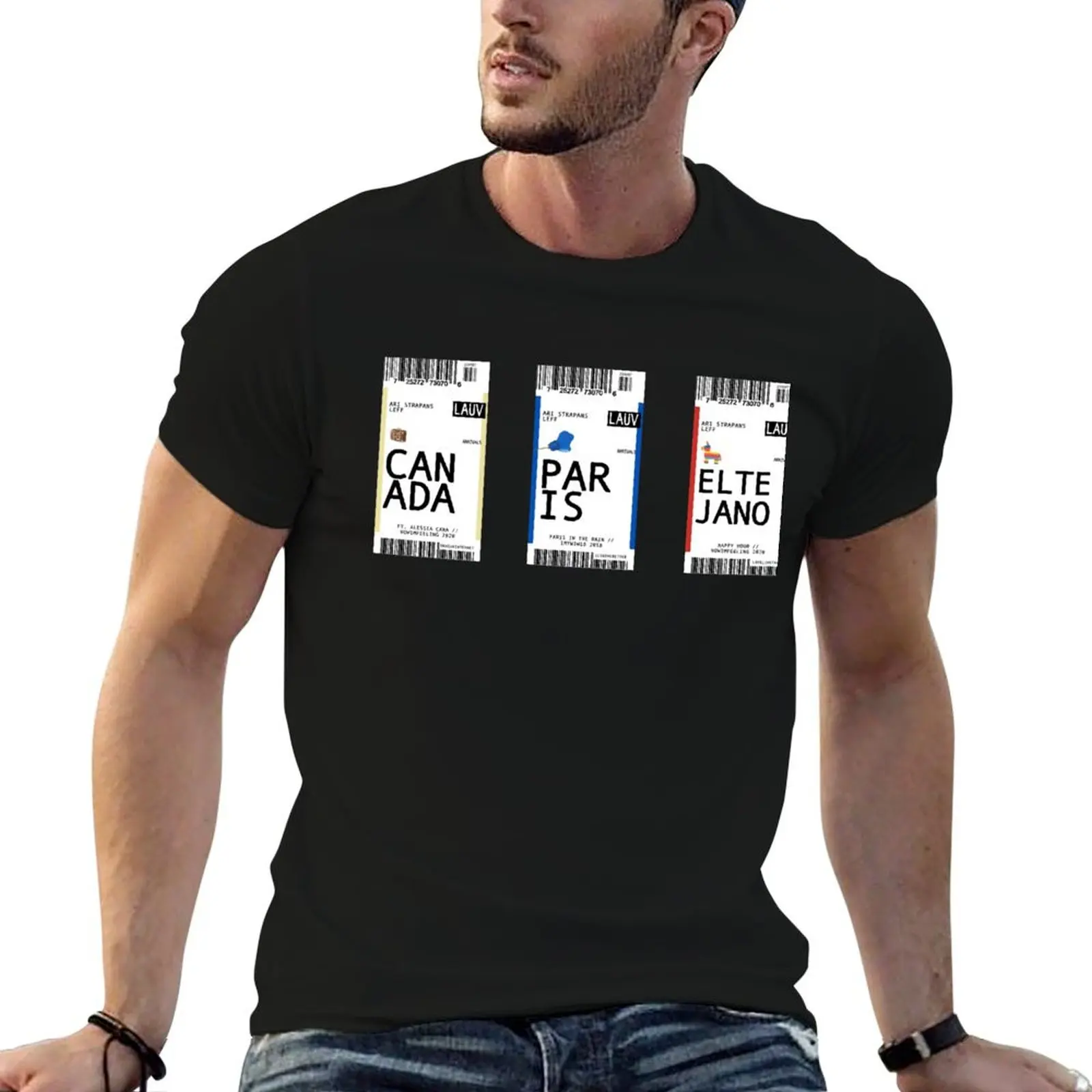 

lauv plane ticket - sticker pack T-Shirt cotton t shirts high quality man t shirt heavy cotton T-Shirt