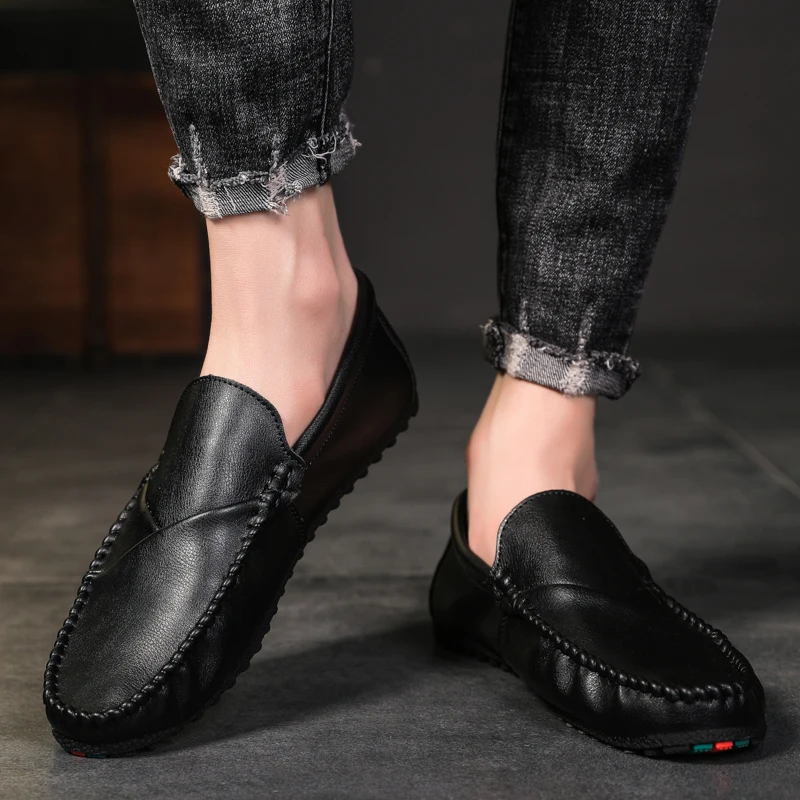 Penny Loafers Men Lightweight Loafer Male Casual Shoes Slip-On Flats Leather Mens Driving Shoes Luxury Designer Man Moccasins