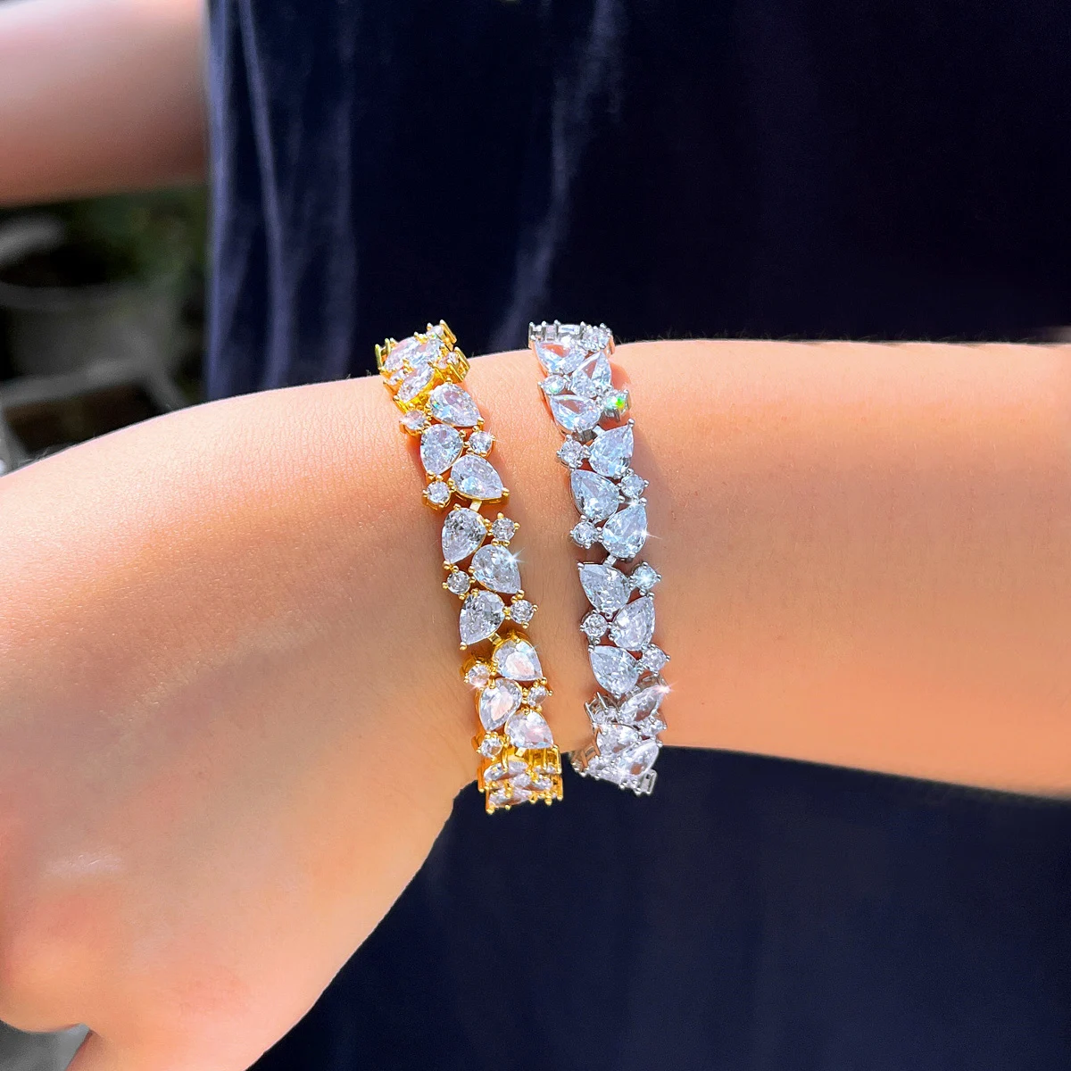 CWWZircons Glänzender Afrikanischer Zirkon Dubai Vergoldetes Verlobungs- und Hochzeits-Brautarmband Schmuckzubehör für Frauen Großhandel S0171 – Detail 3