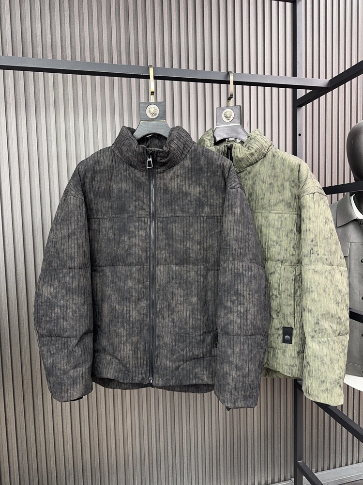 

High-Weight Du down Padded Jaet Men's Faionable Stand Collar Thi Warm Casual down Coat Trendy Winter Outerwear