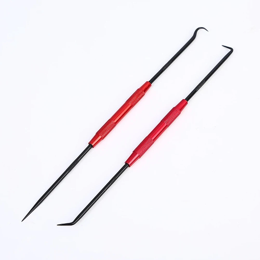 2Pcs Doubleheaded Pick and Hook Tool Set for Oil Seal Gasket Removal Featuring Multiple Hook Heads and Knurled Grip