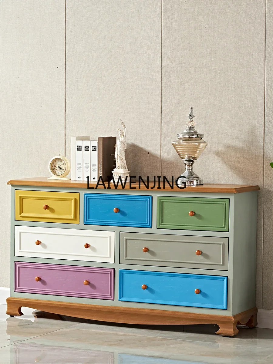 

HLZ TV storage living room side cabinet American simple classification storage seven chest cabinet