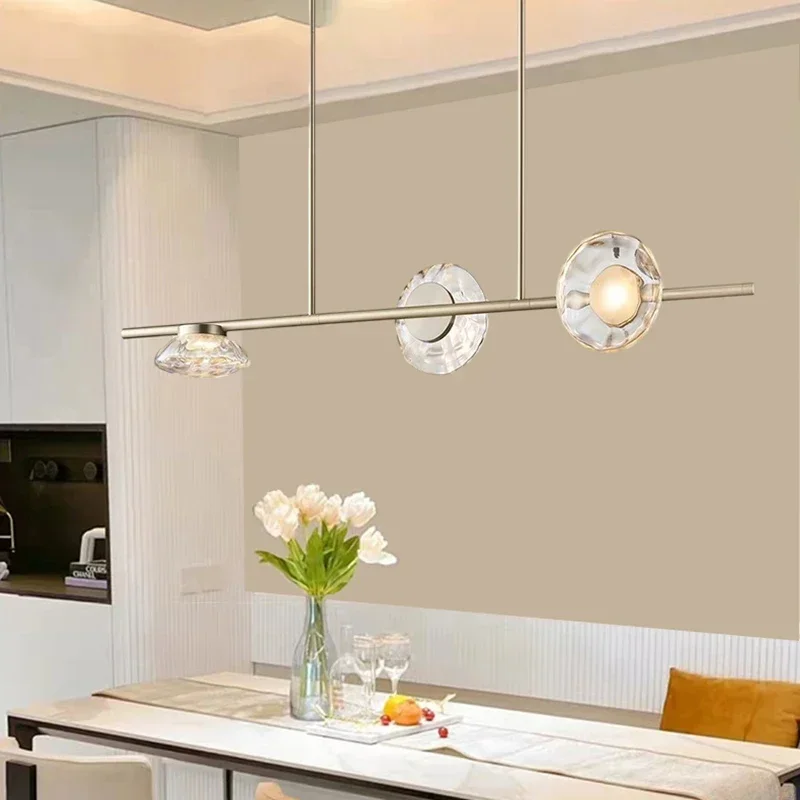 

Creative Clear Glass LED Chandeliers Gold Metal 3000K For Restaurant Parlor Kitchen Bar Dining Room Lighting Fixtures