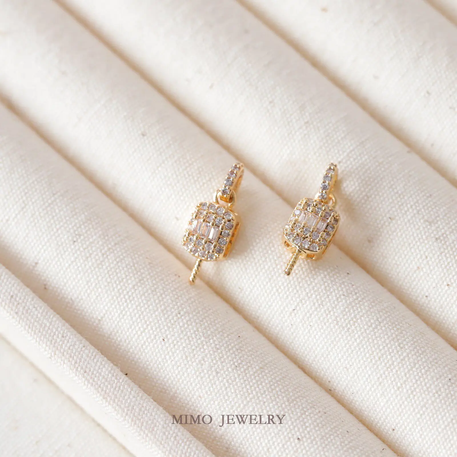 1pcs Copper-plated Gold Rectangular Zircon Charms Pendant For Jewelry Making DIY Necklace Bracelet Accessories Findings