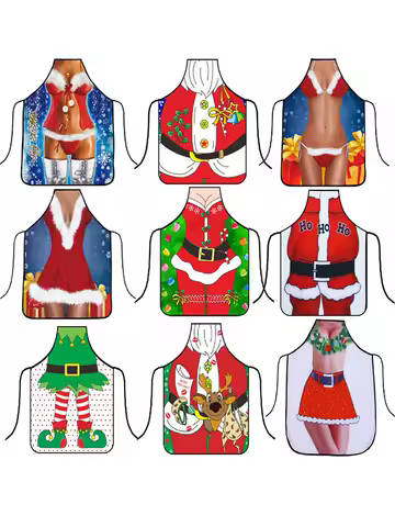 Kitchen Funny Christmas Aprons for Women Household Cleaning Apron Home Waterproof Chefs Cooking Baking Apron For Gifts