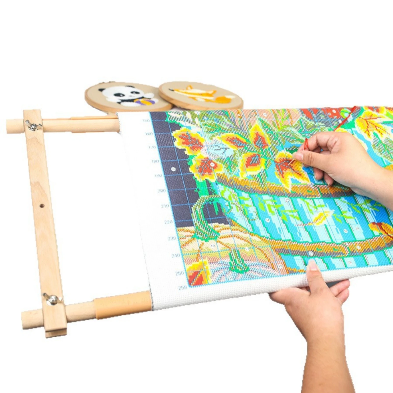 Woodworking Resin - Rectangular Embroidery Frame with Rollers Stable