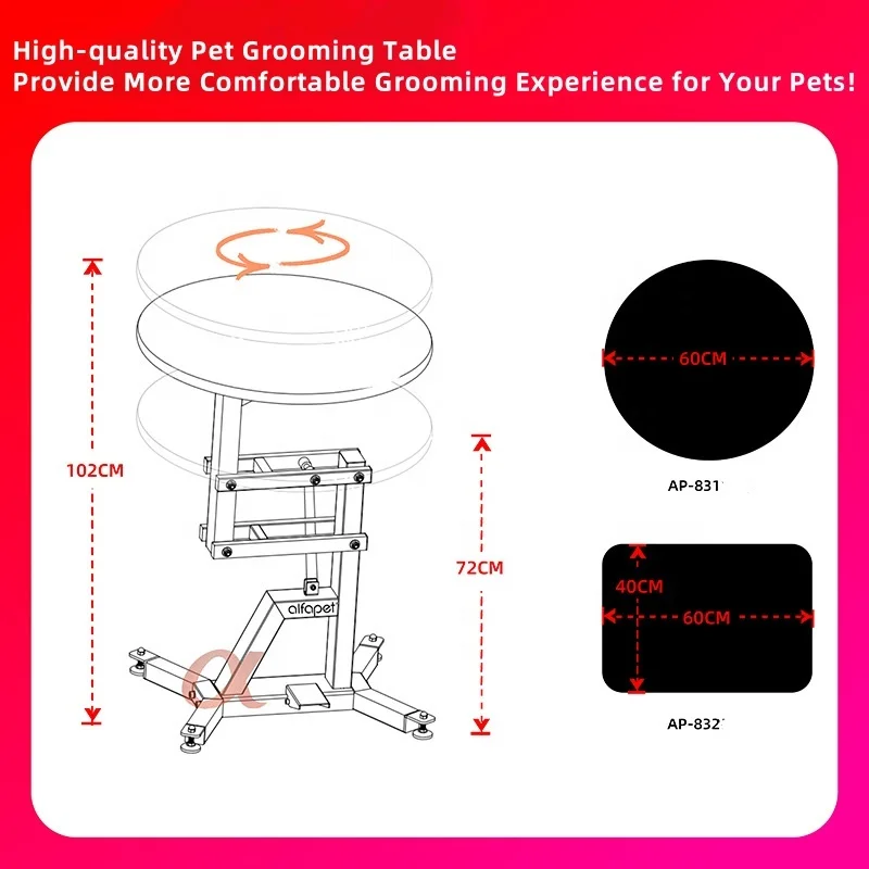 USMILEPET Factory Direct Pneumatic Lift Pet Grooming , Adjustable Foldable Dog Grooming for Pet Salon