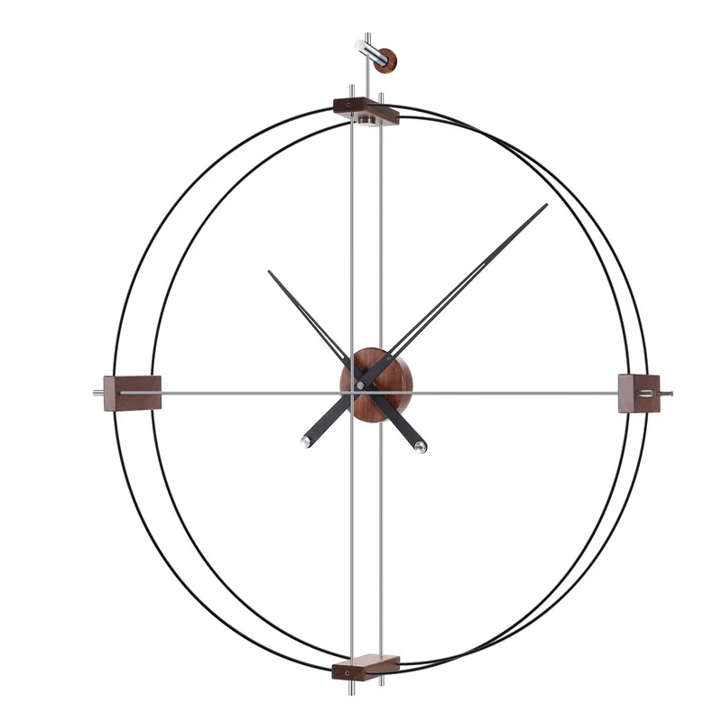 

Minimalist Spain Brass Walnut Copper Luxury Home Creative Decorate Big Double Circle Nordic Wall Clock